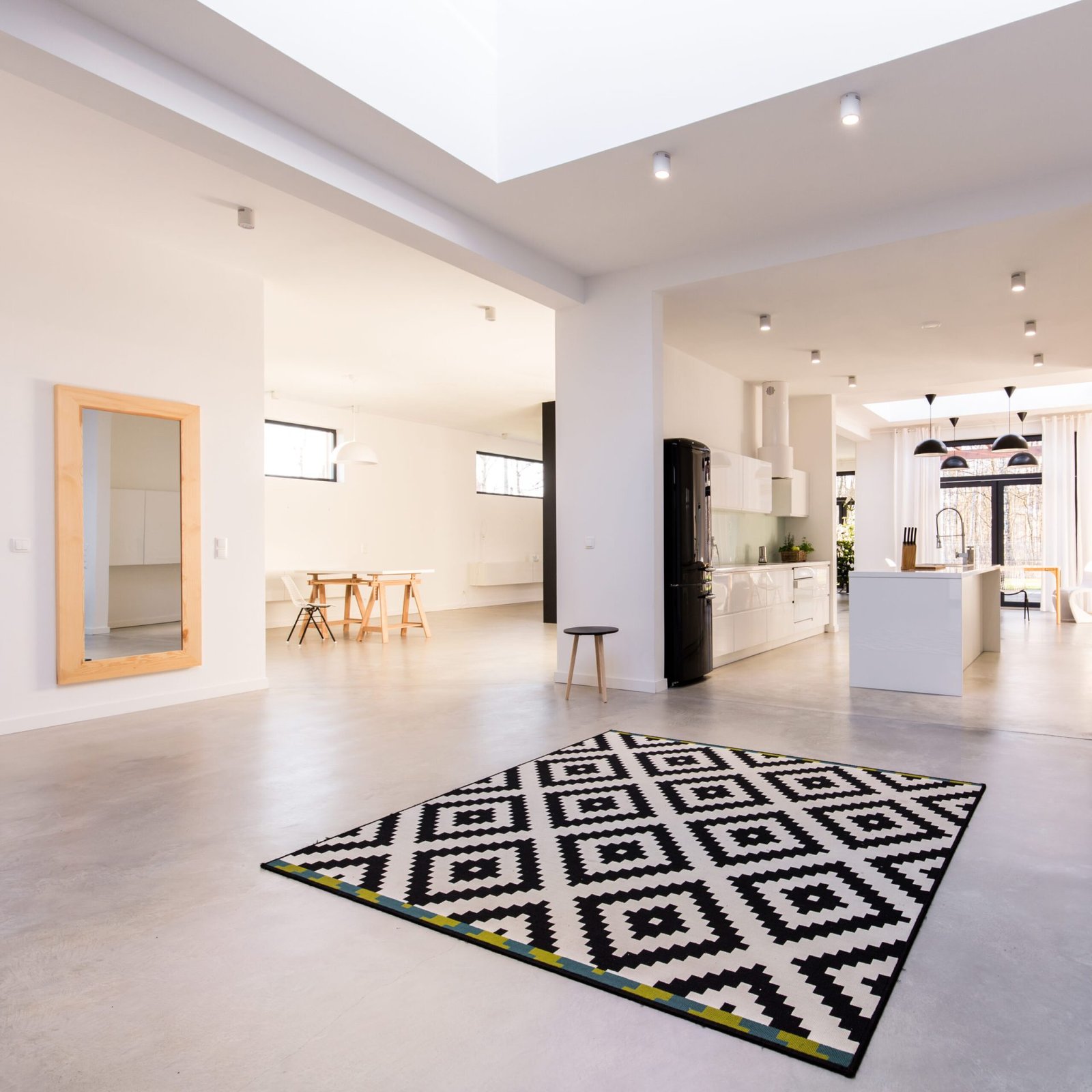 Part of a house which shows an open character of interior modern architecture